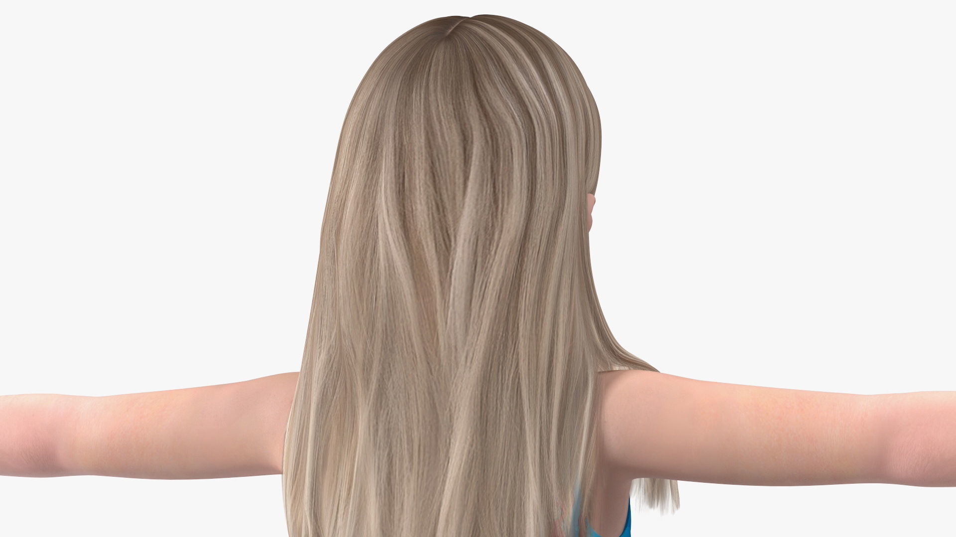 Child Girl With Swim Ring T-pose 3D model_10