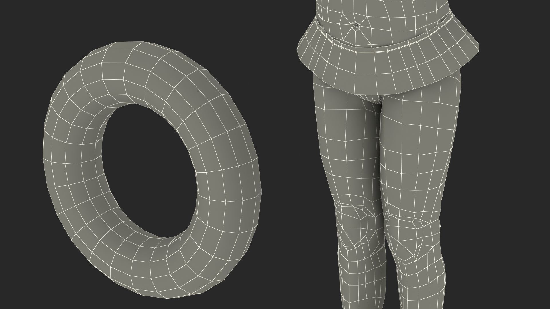 Child Girl With Swim Ring T-pose 3D model_21