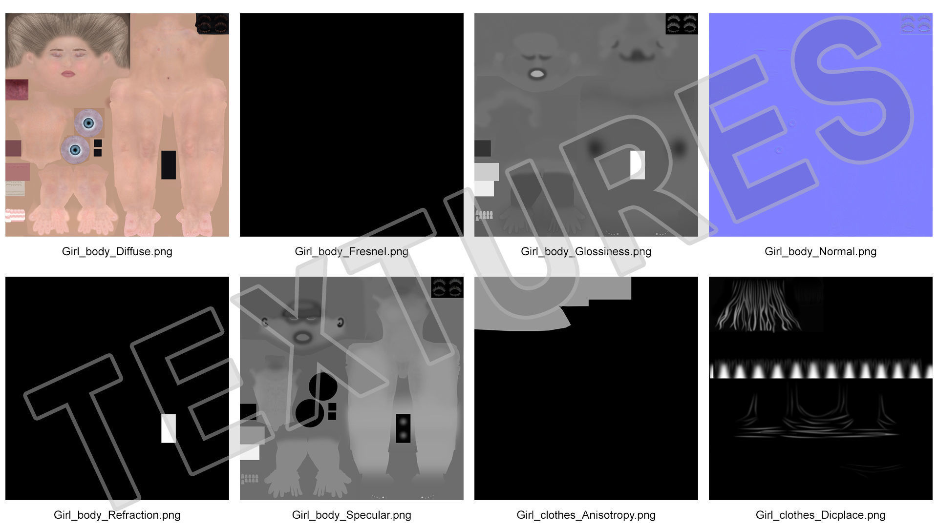 Child Girl With Swim Ring T-pose 3D model_16