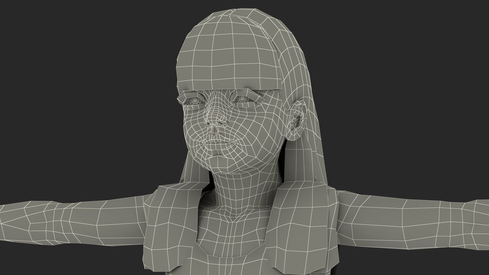 Child Girl With Swim Ring T-pose 3D model_20