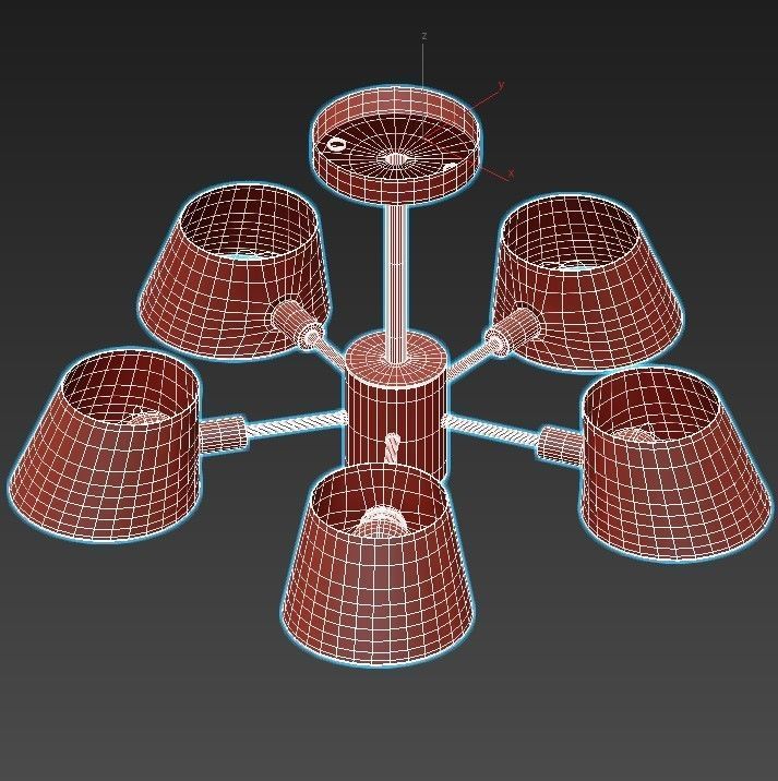 lumion ceiling light with four lamps 3D model_3