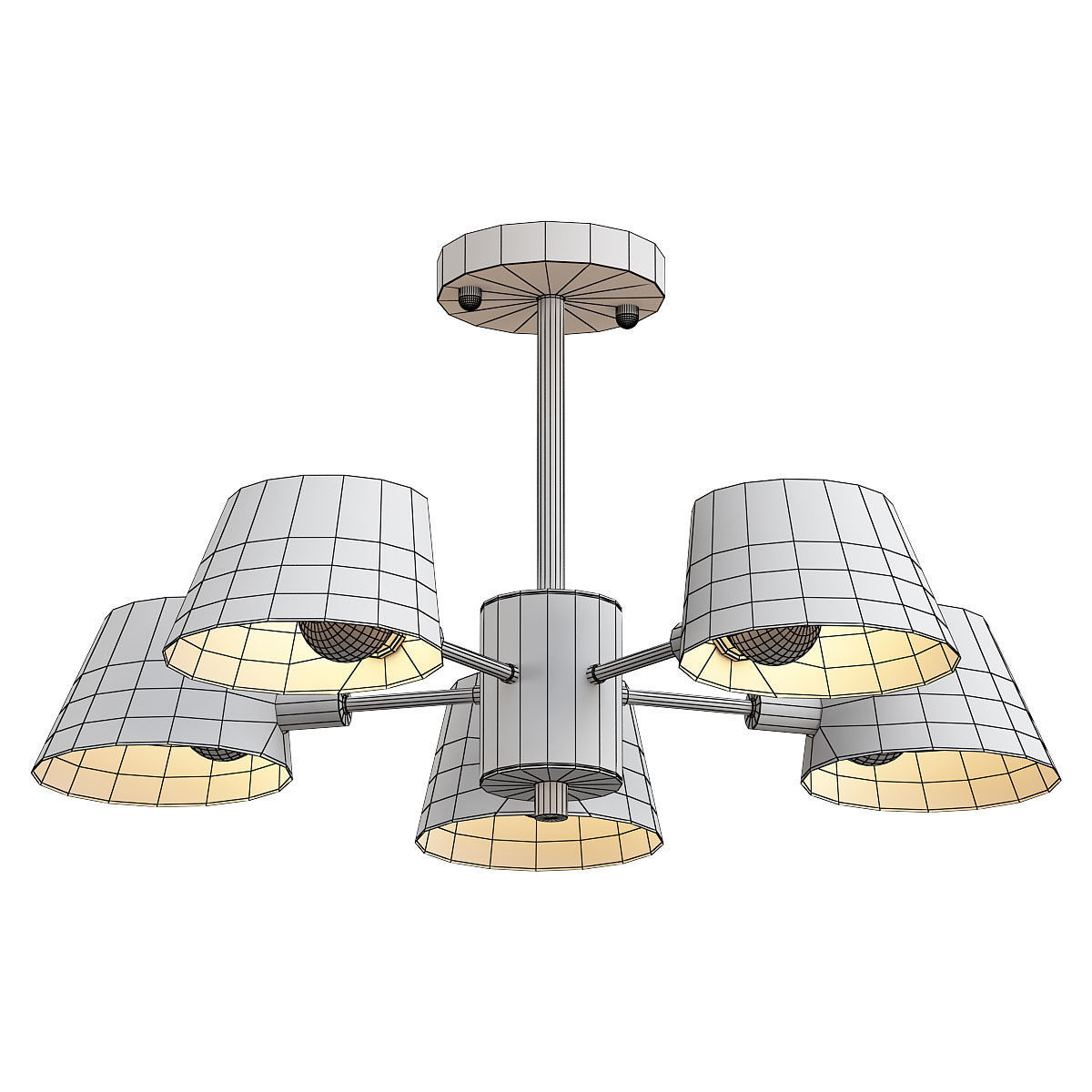 lumion ceiling light with four lamps 3D model_1