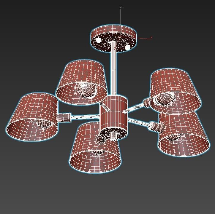 lumion ceiling light with four lamps 3D model_2