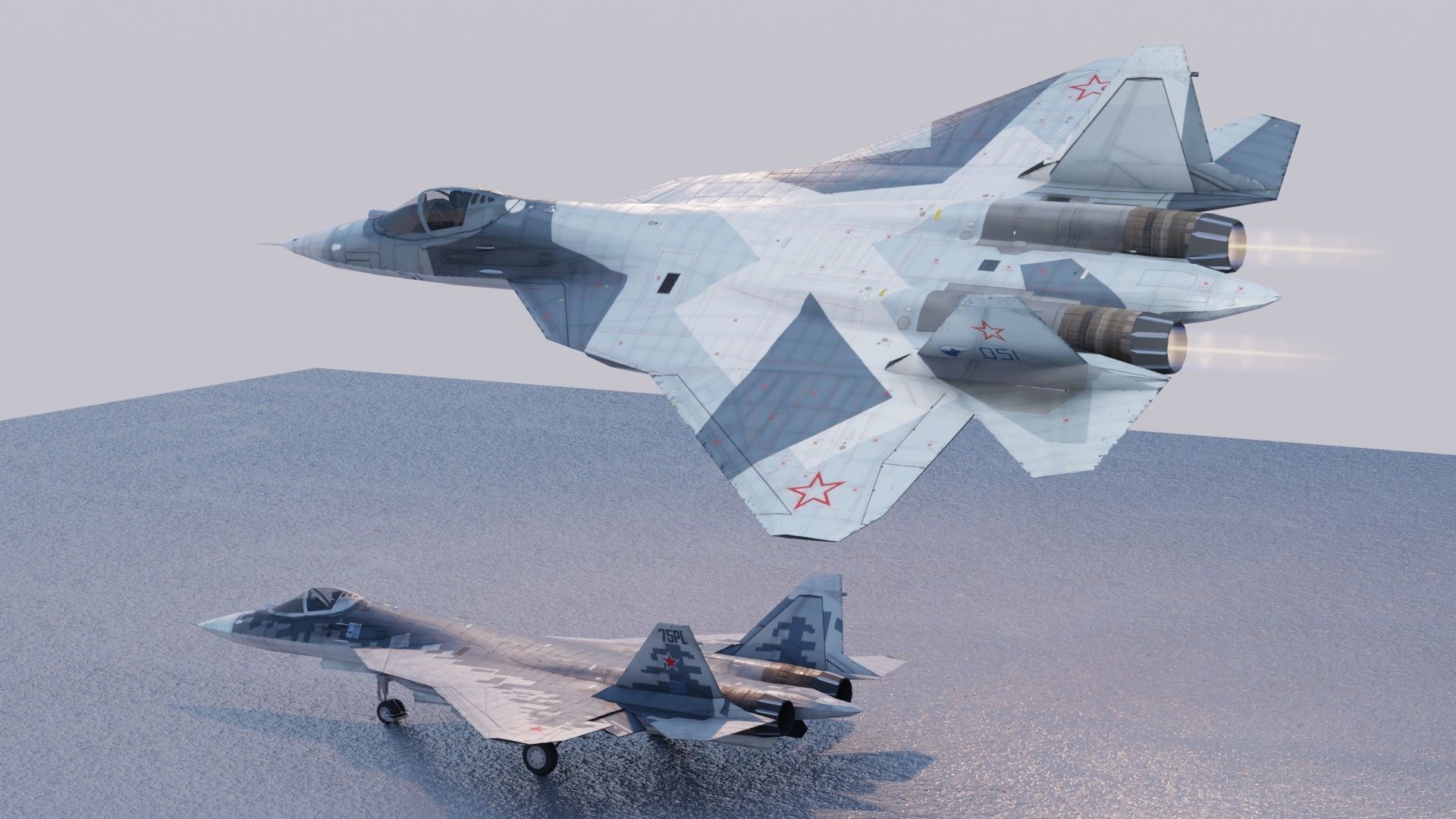 Sukhoi SU-57 Felon Low-poly 3D model_19