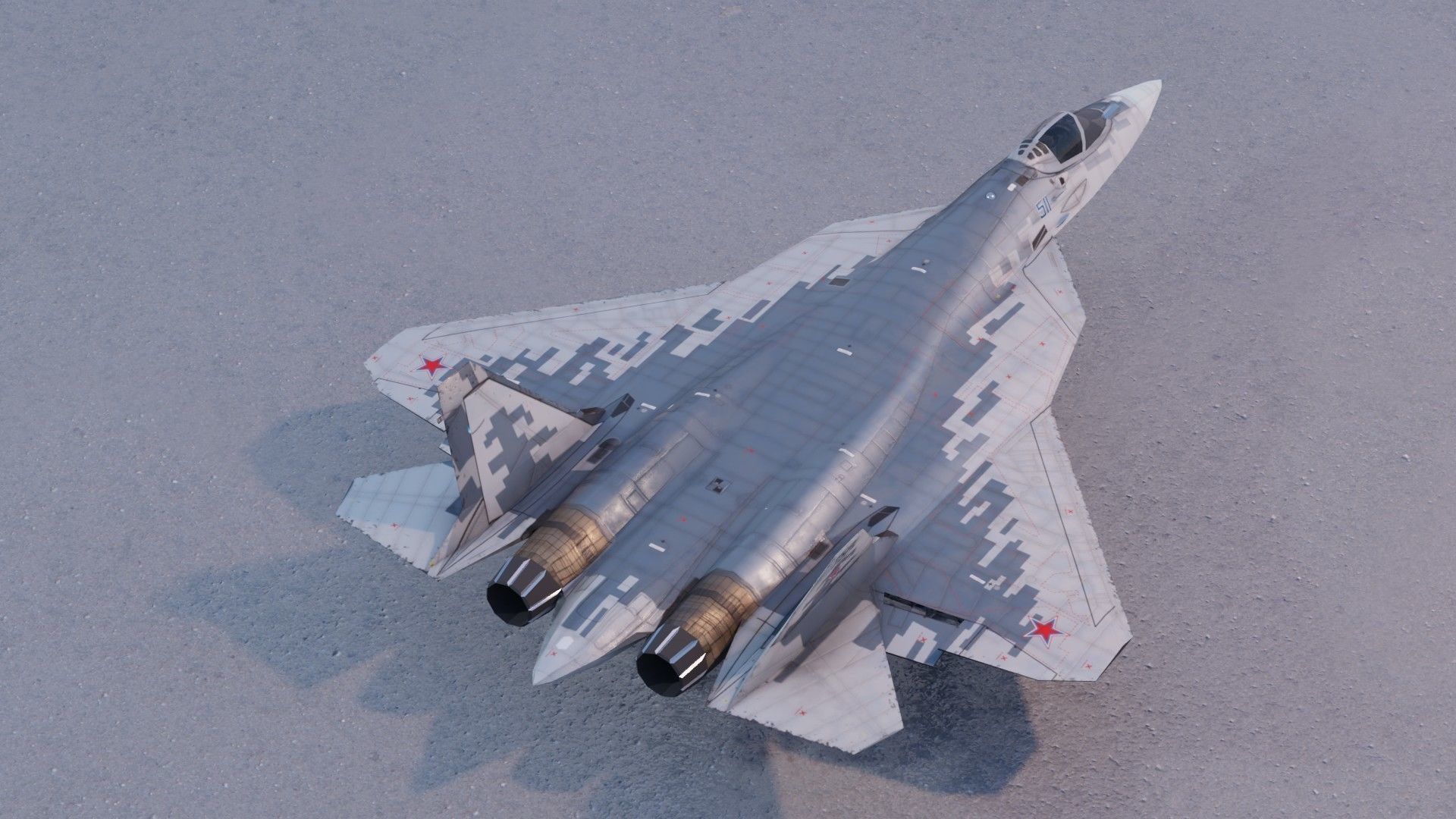 Sukhoi SU-57 Felon Low-poly 3D model_8