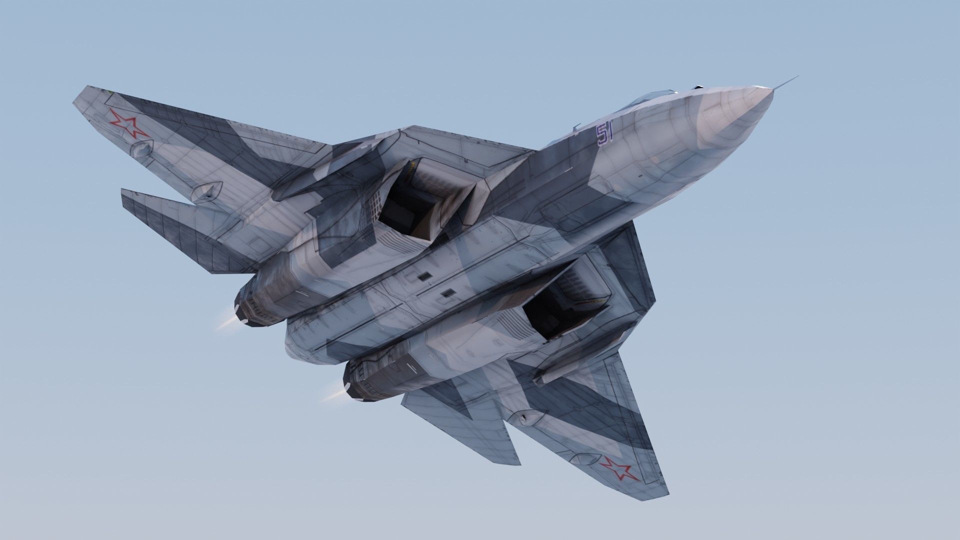 Sukhoi SU-57 Felon Low-poly 3D model_10