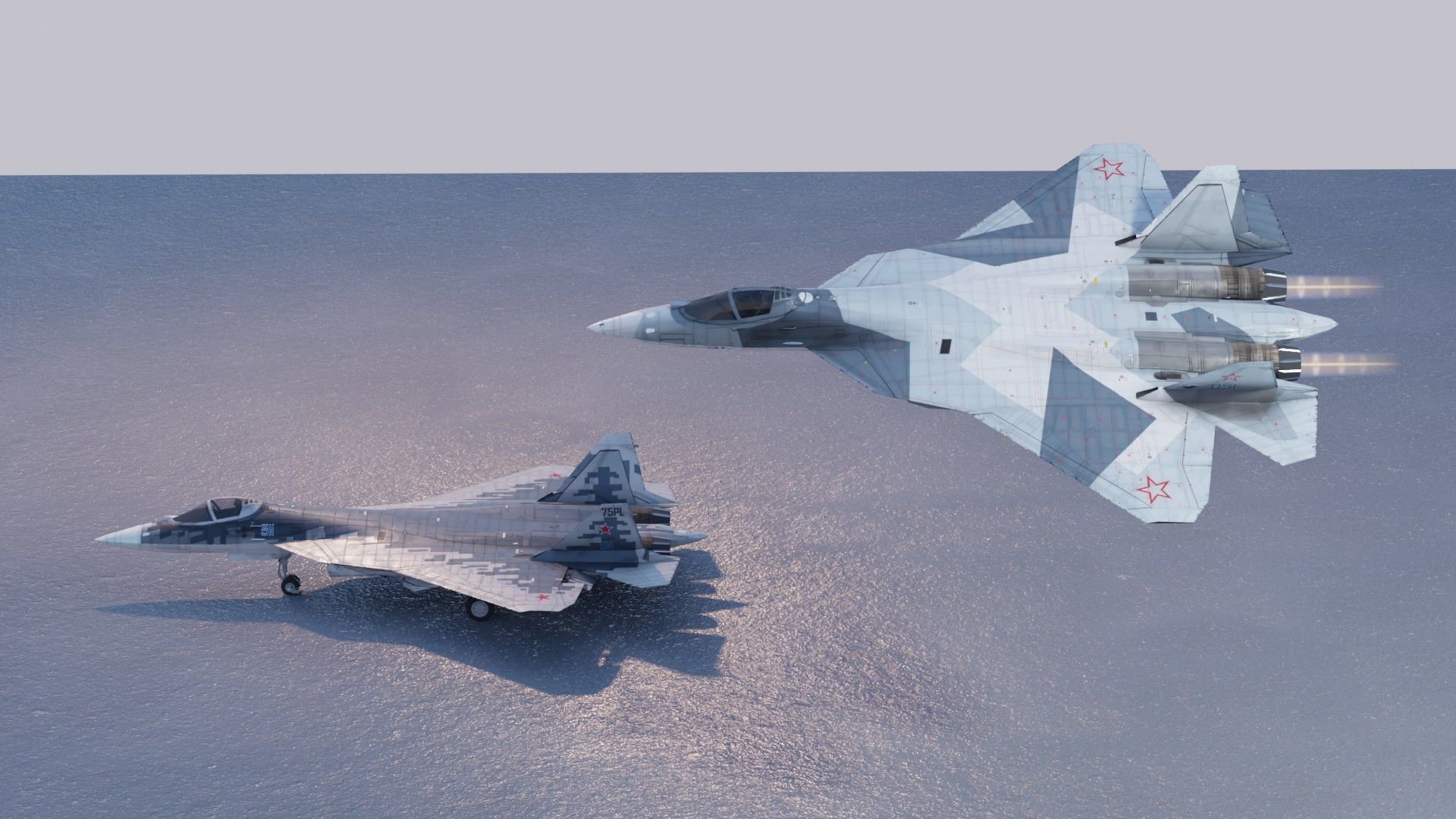 Sukhoi SU-57 Felon Low-poly 3D model_16