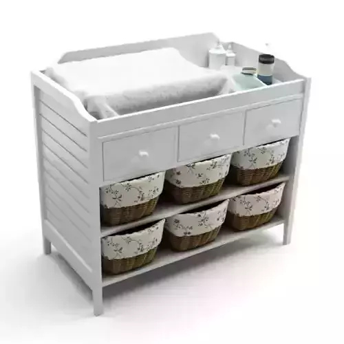 White Baby Changing Table 3D model