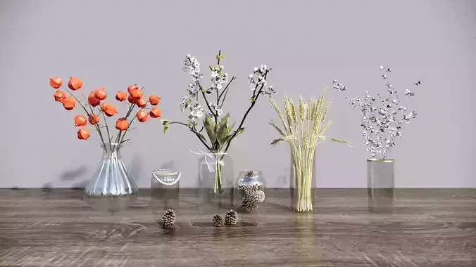 Glass  vase  flower  combination