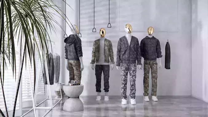 Menswear outdoor clothing models 3D model