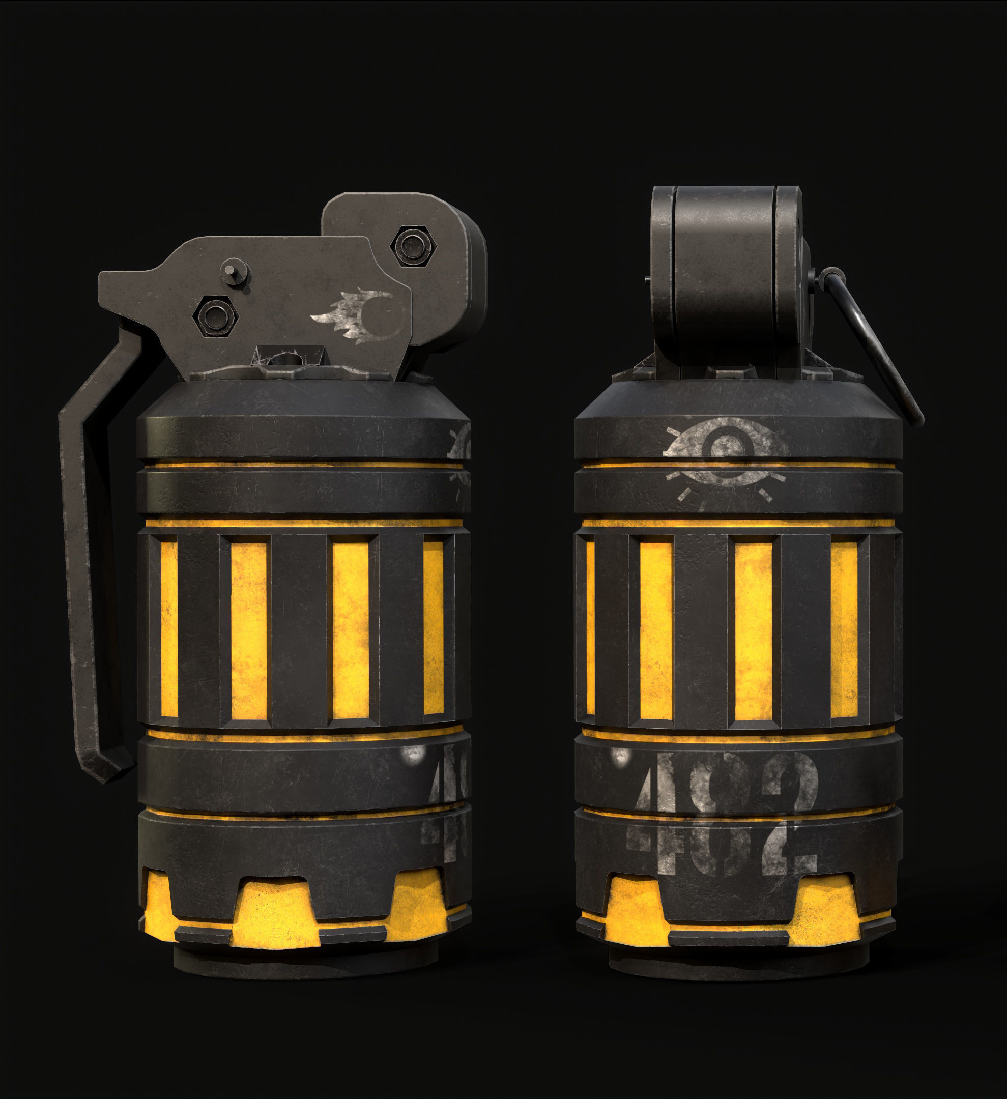Stun grenade Low-poly 3D model_3