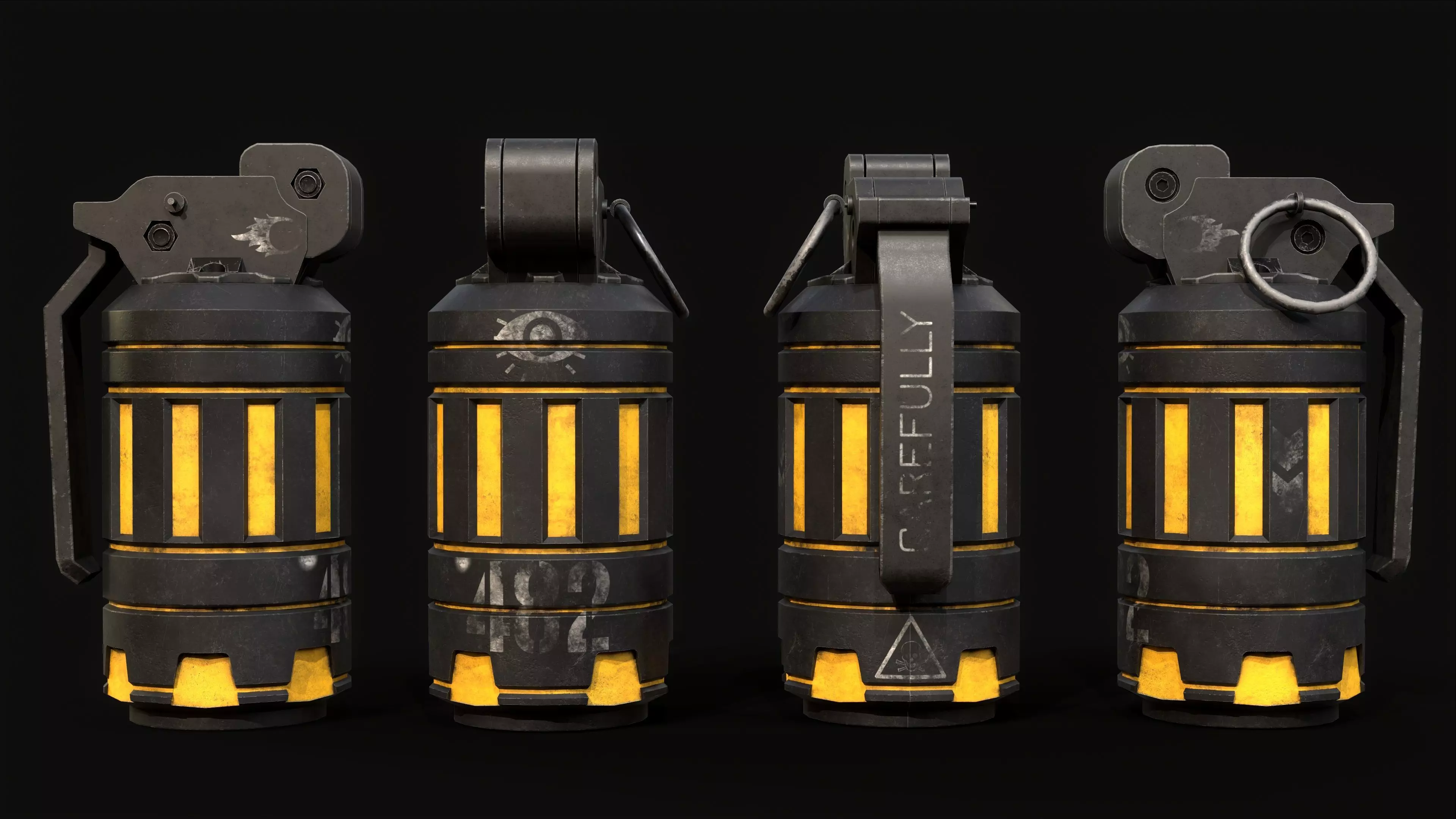 Stun grenade Low-poly 3D model_0