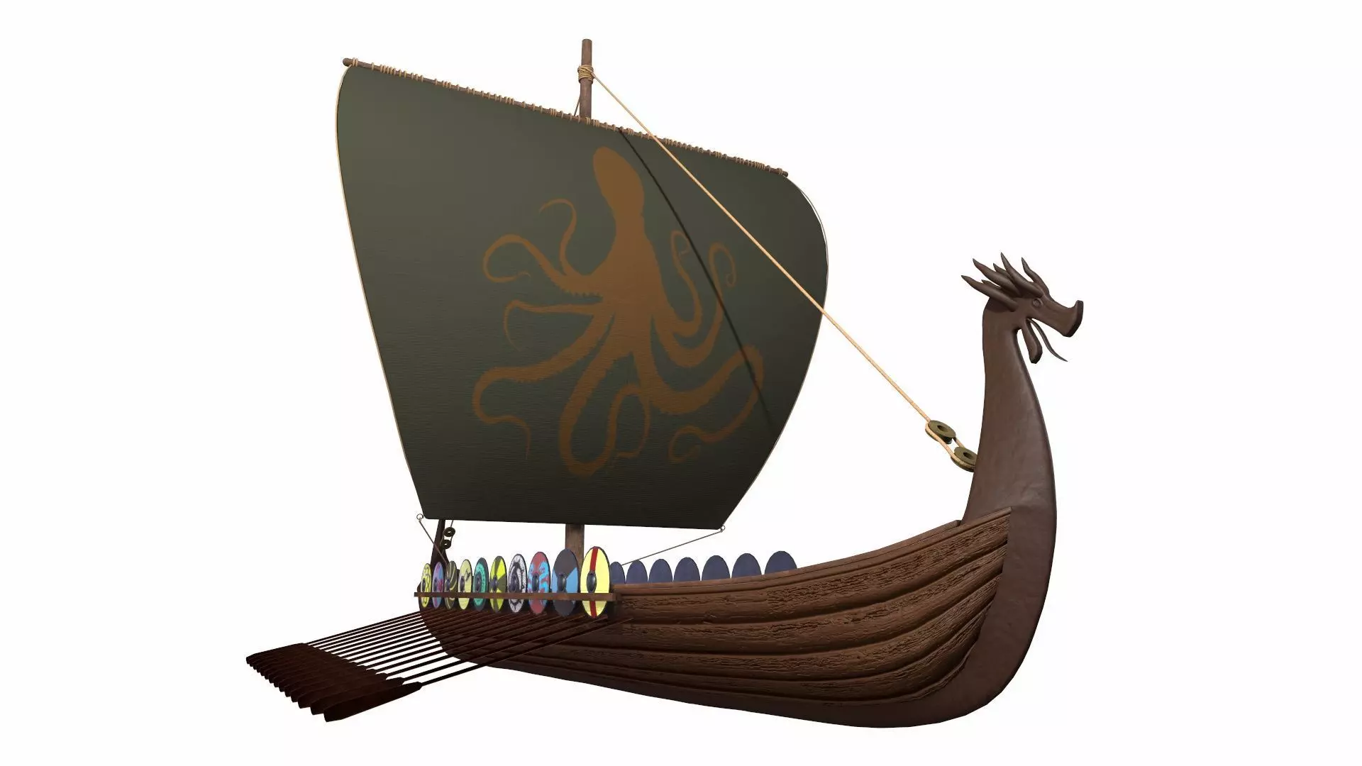 Viking Ship Low-poly 3D model_0
