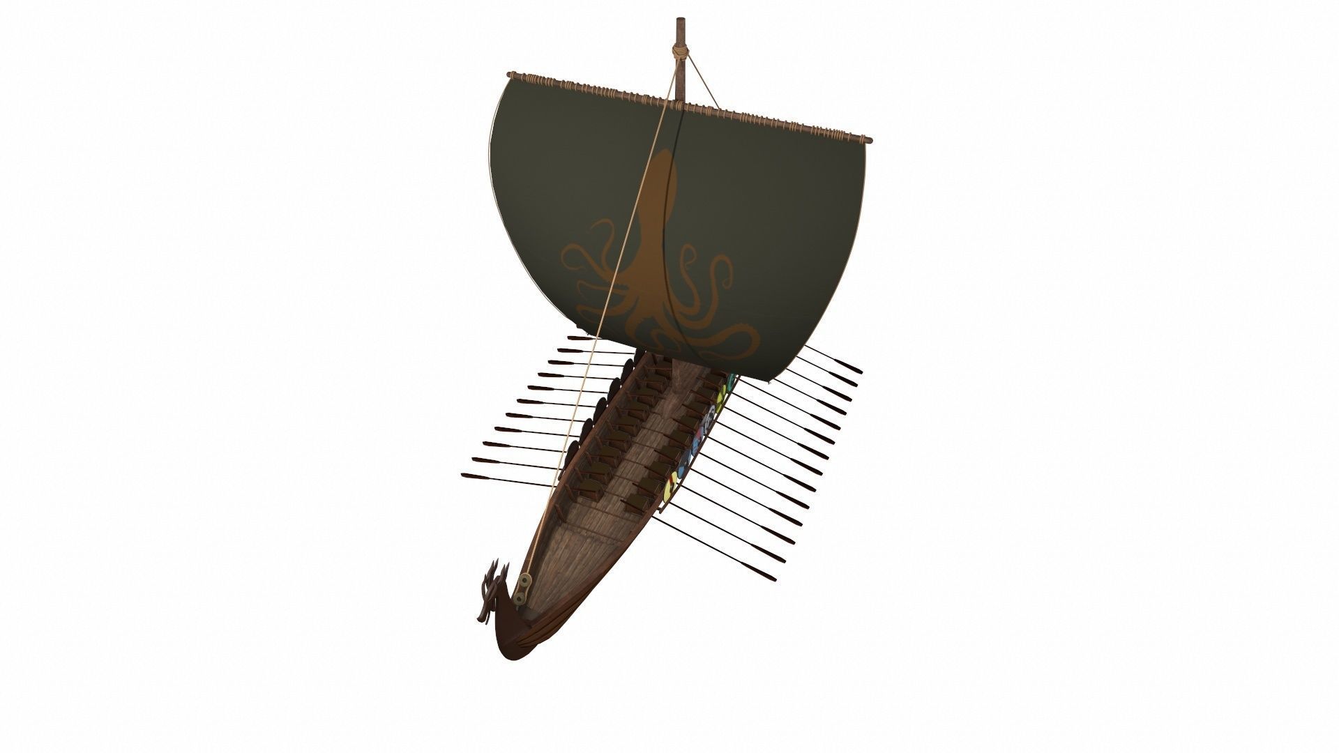 Viking Ship Low-poly 3D model_16