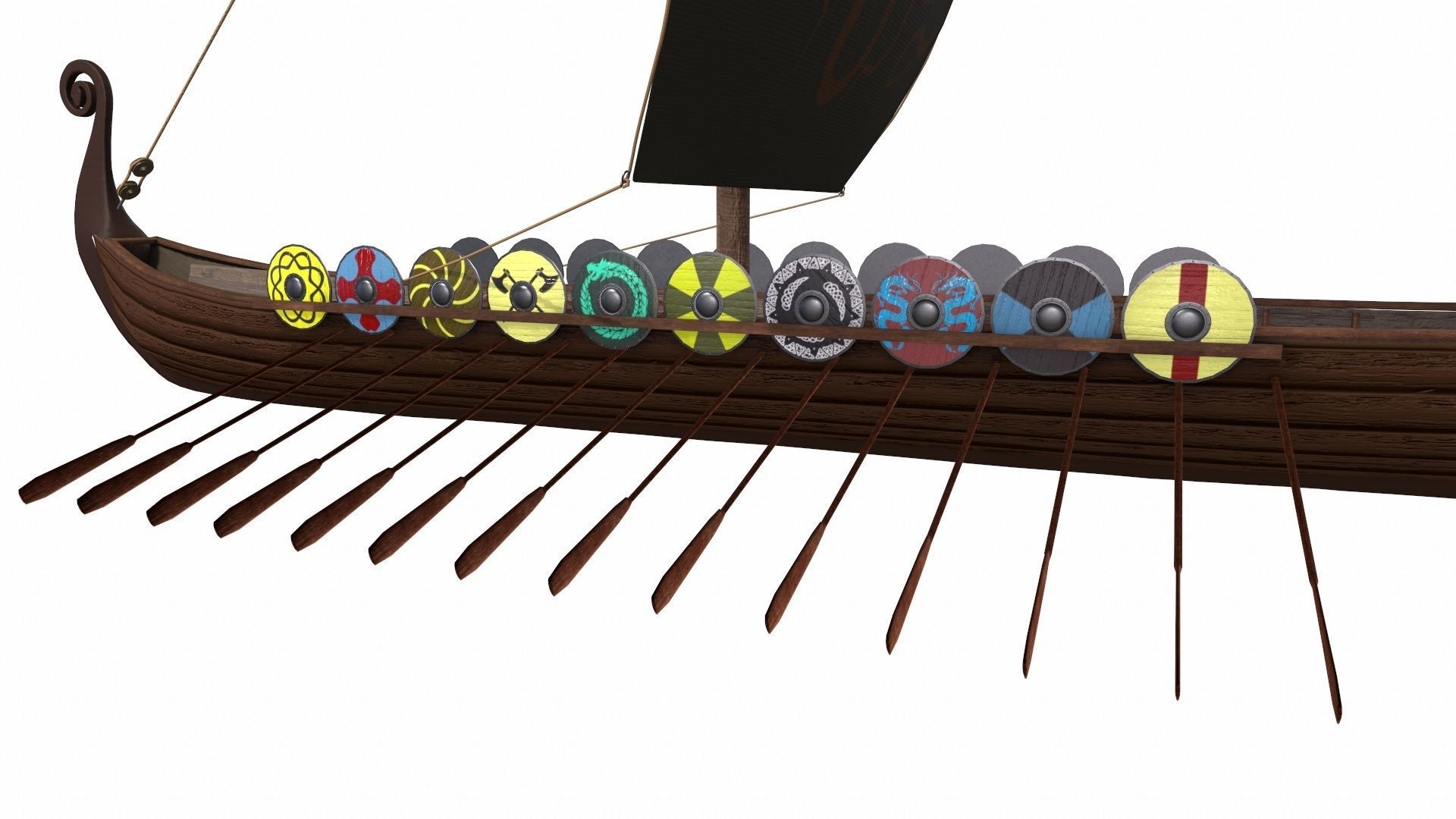 Viking Ship Low-poly 3D model_7