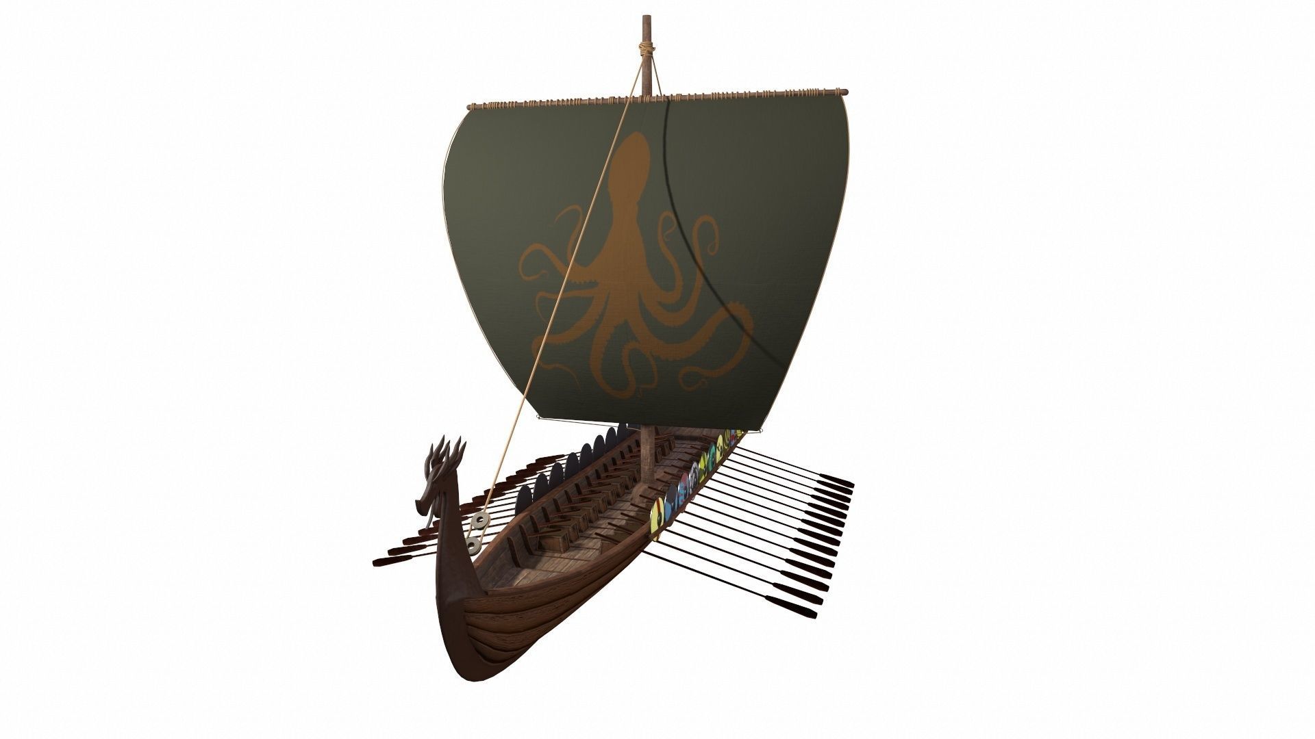 Viking Ship Low-poly 3D model_2