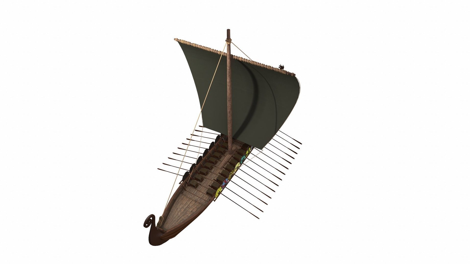 Viking Ship Low-poly 3D model_15