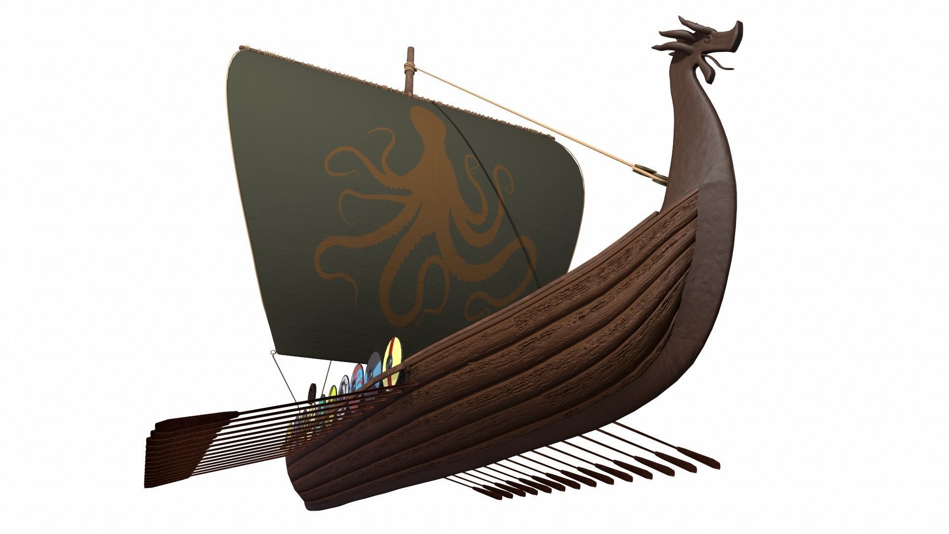Viking Ship Low-poly 3D model_1