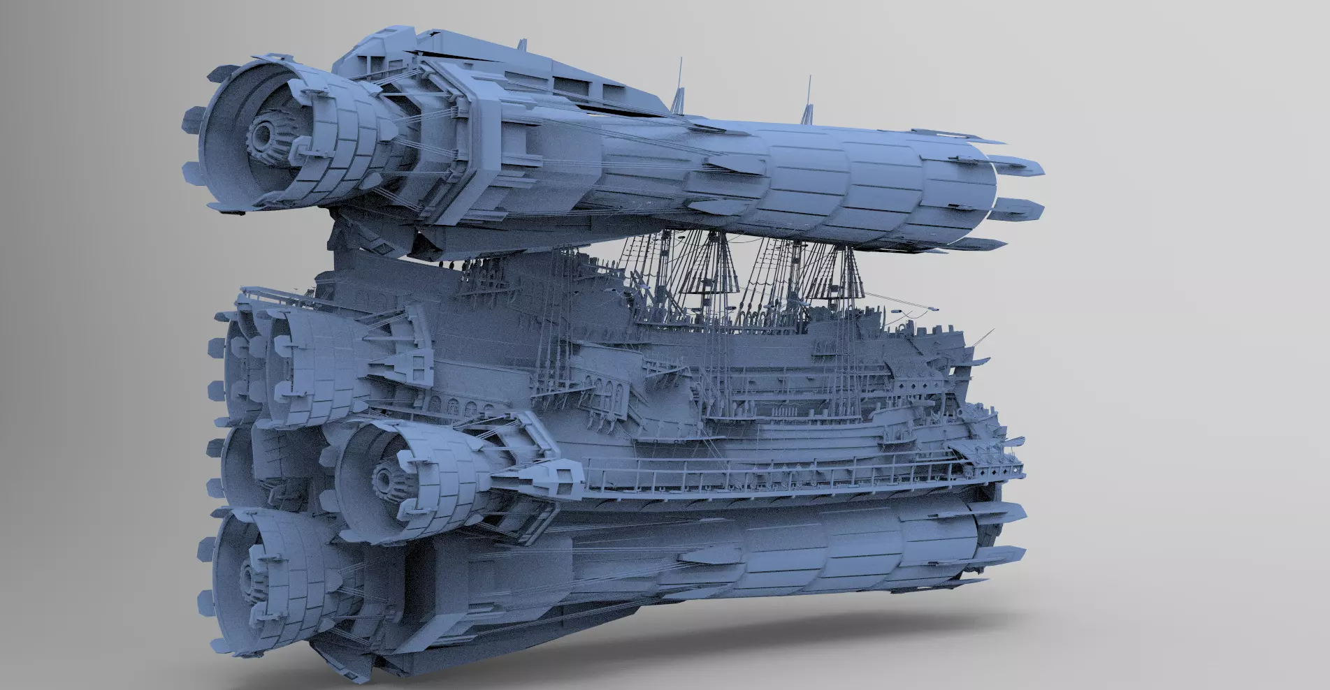 Grand Sci fi Airship Space design 12  3D model_0