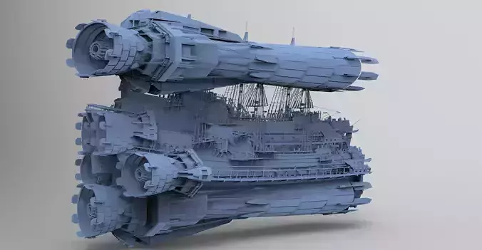 Grand Sci fi Airship Space design 12 