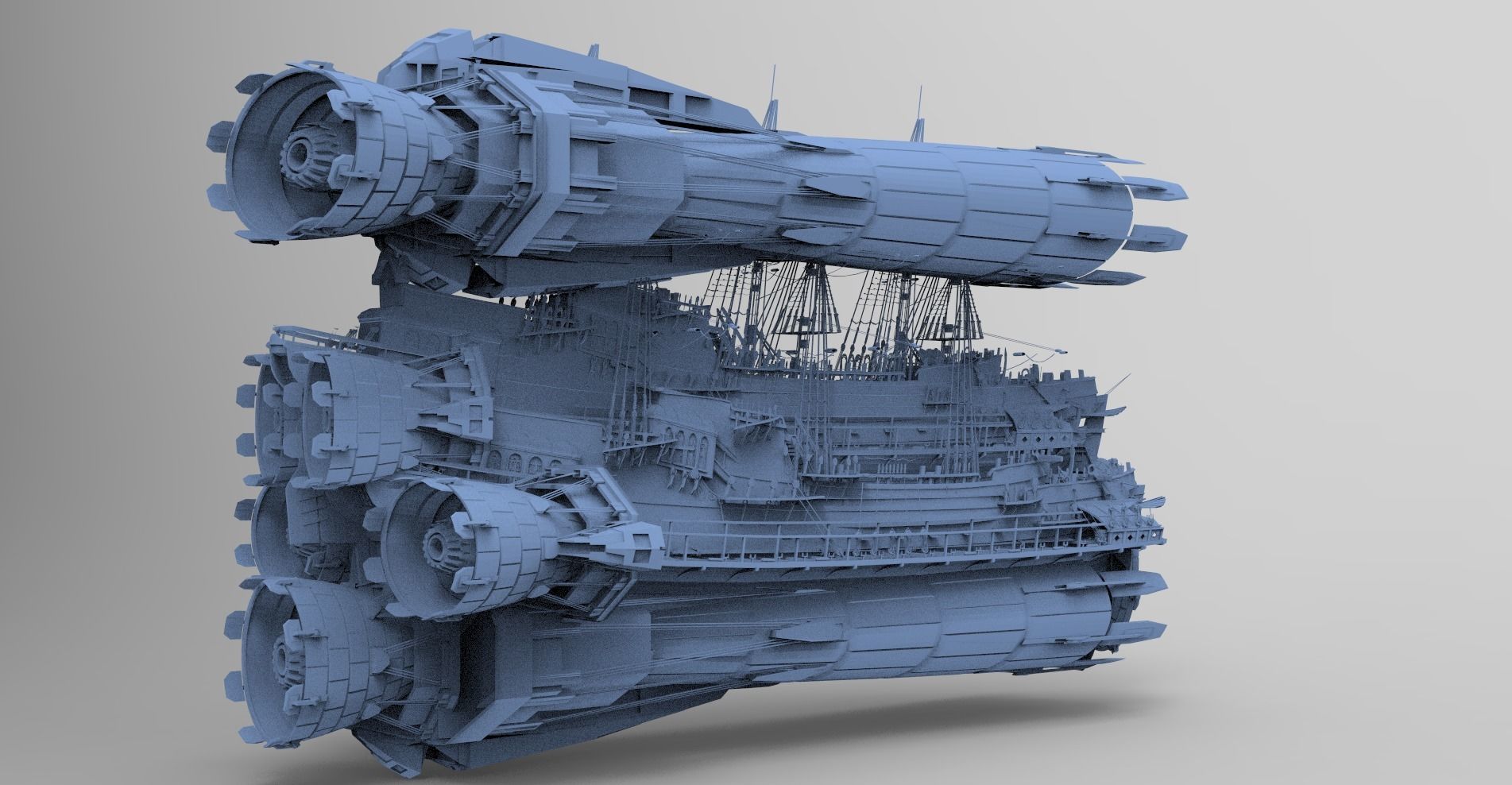 Grand Sci fi Airship Space design 12  3D model_1