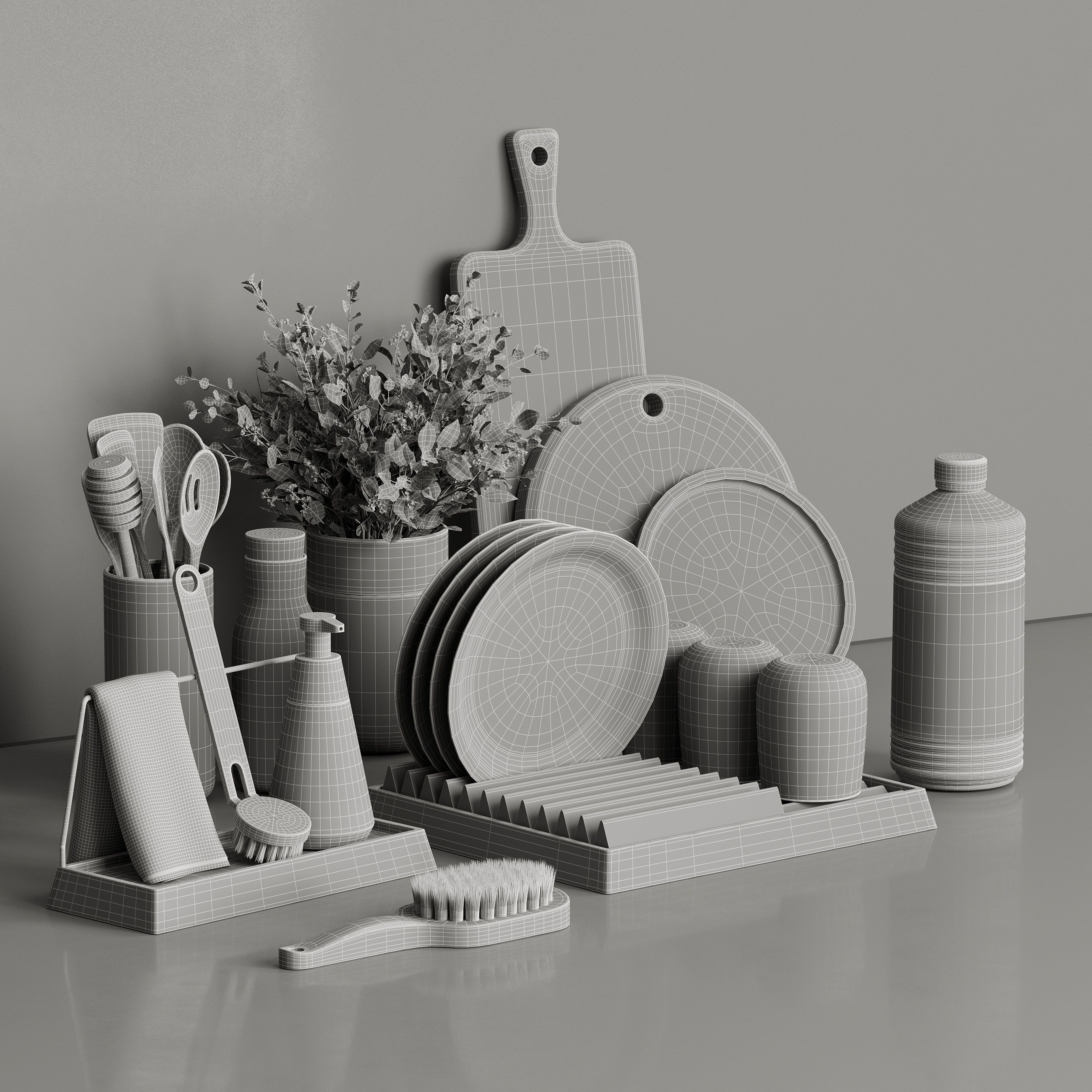 Decorative kitchen set 3D model_4