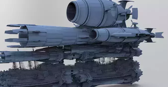 Sci fi Airship Space design City 