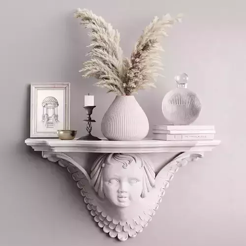 Decorative set shelf with statue of woman
