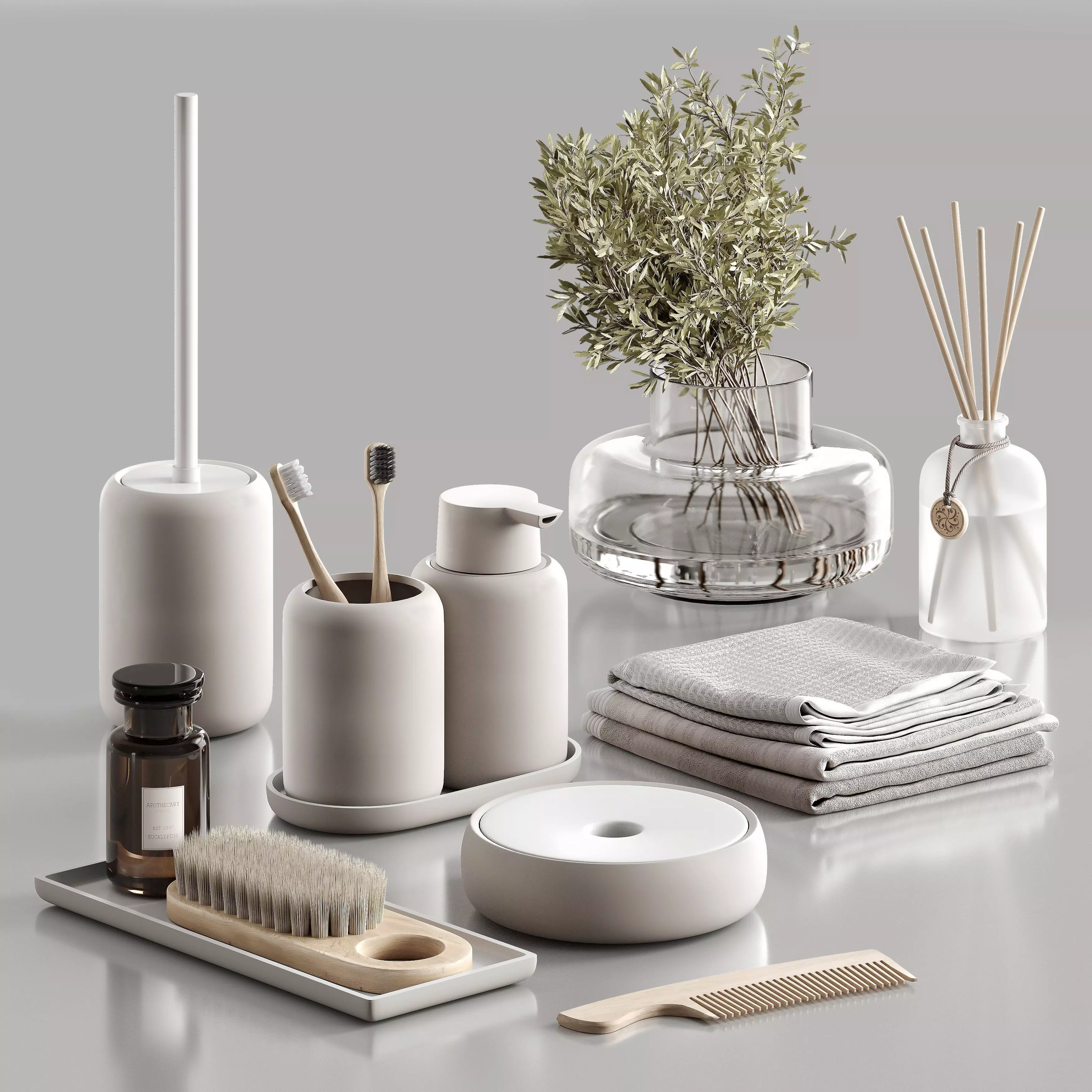 Decorative bathroom set 3D model_0