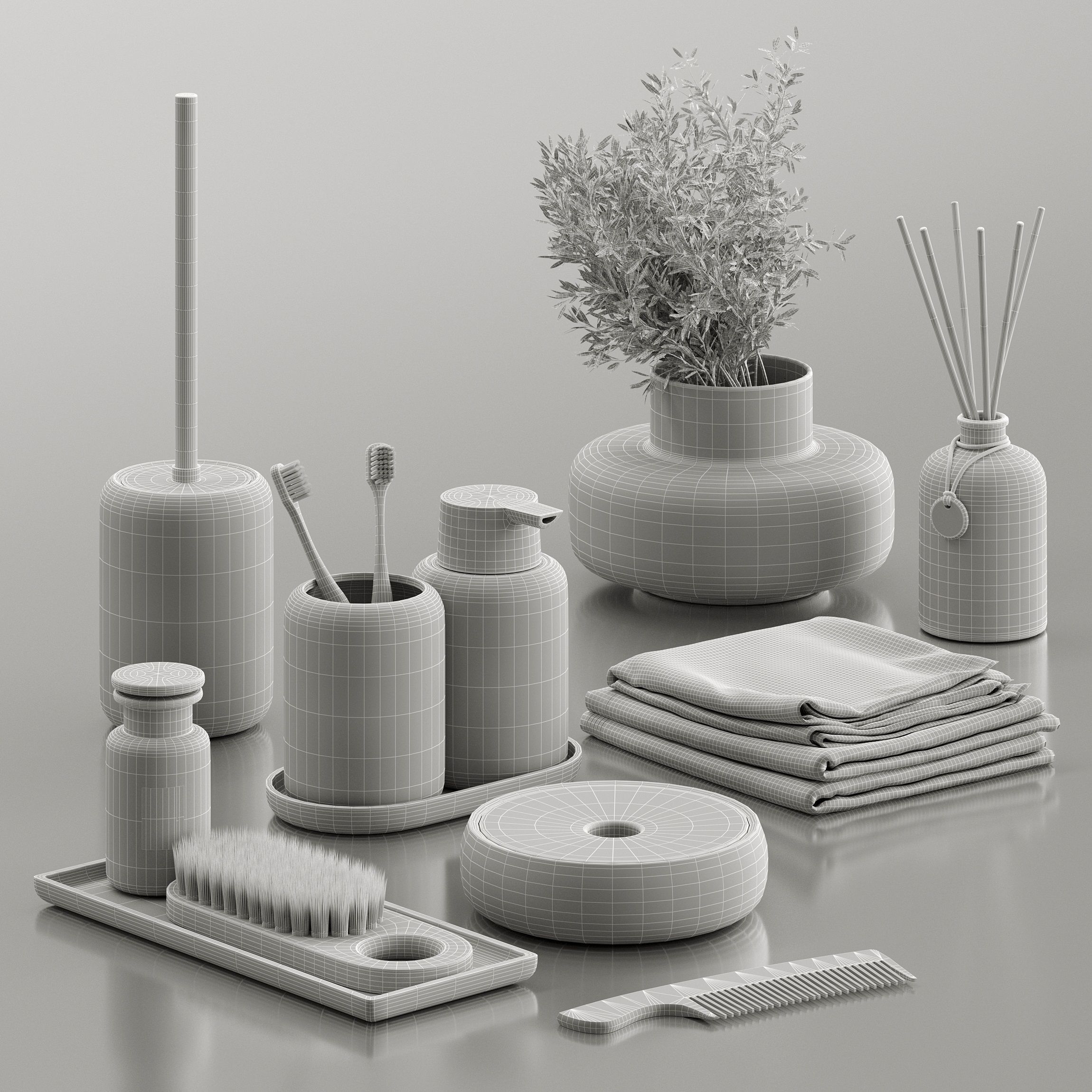 Decorative bathroom set 3D model_4