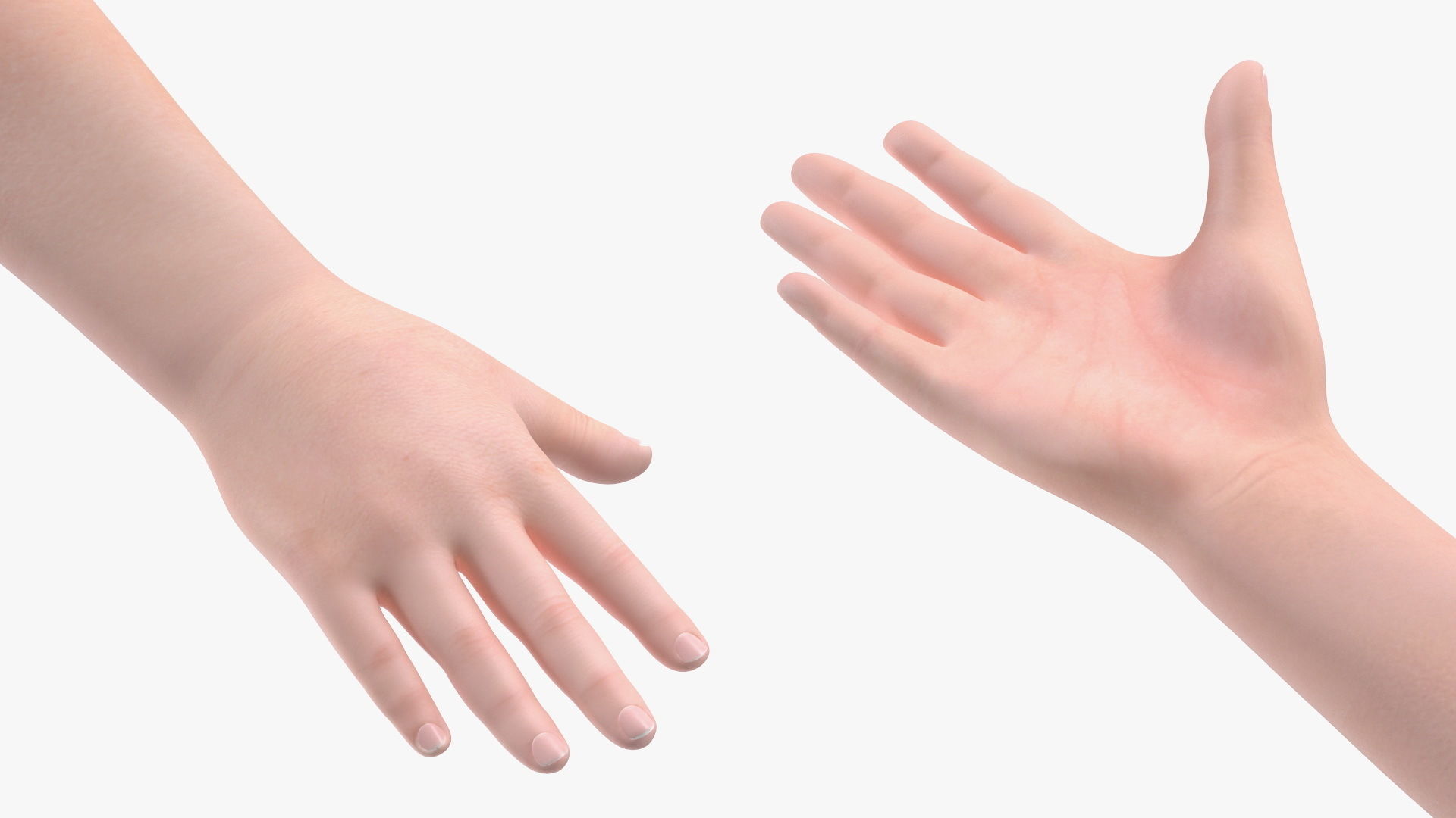 Child Girl T-pose 3D model_12