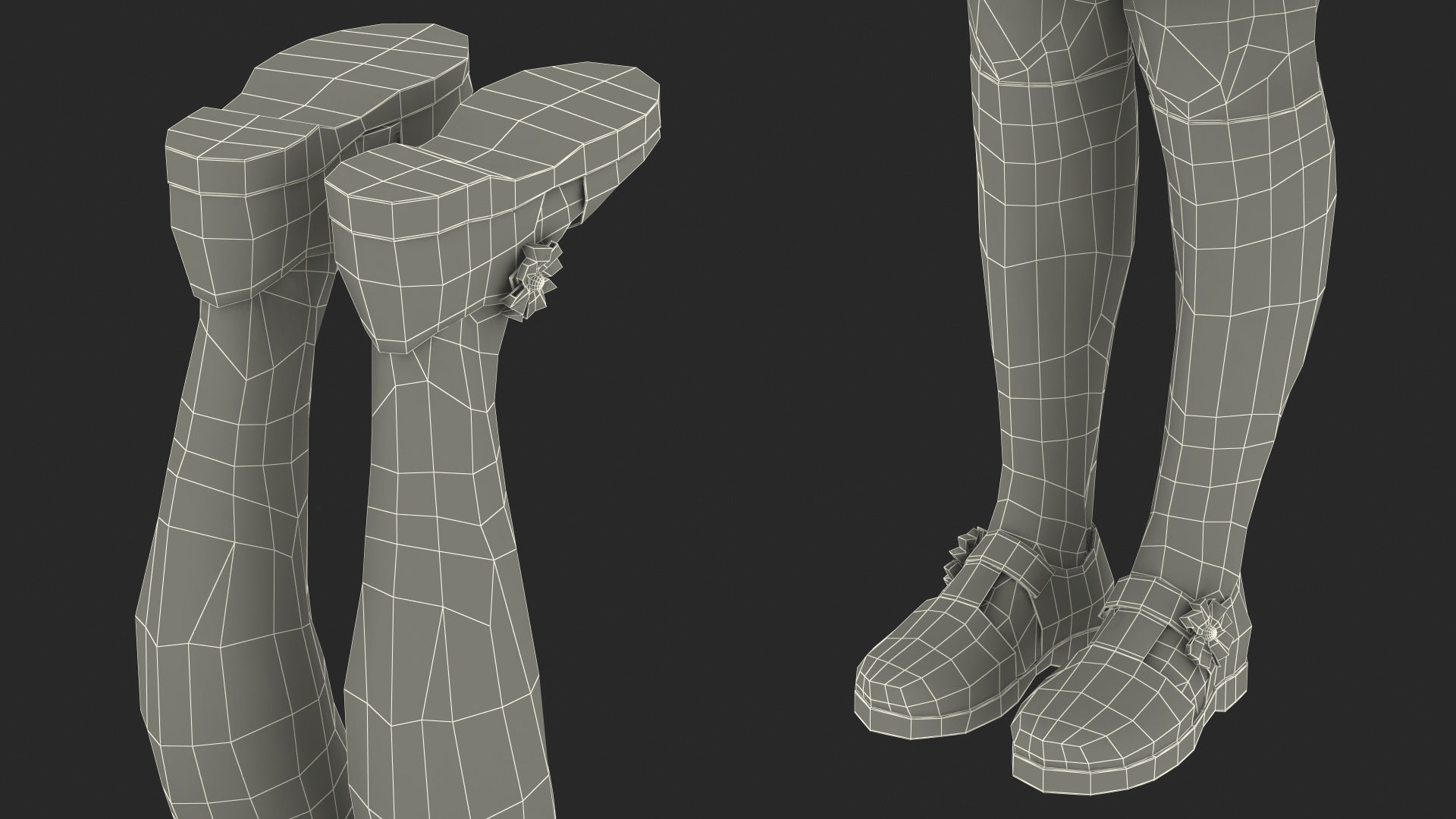 Child Girl T-pose 3D model_24