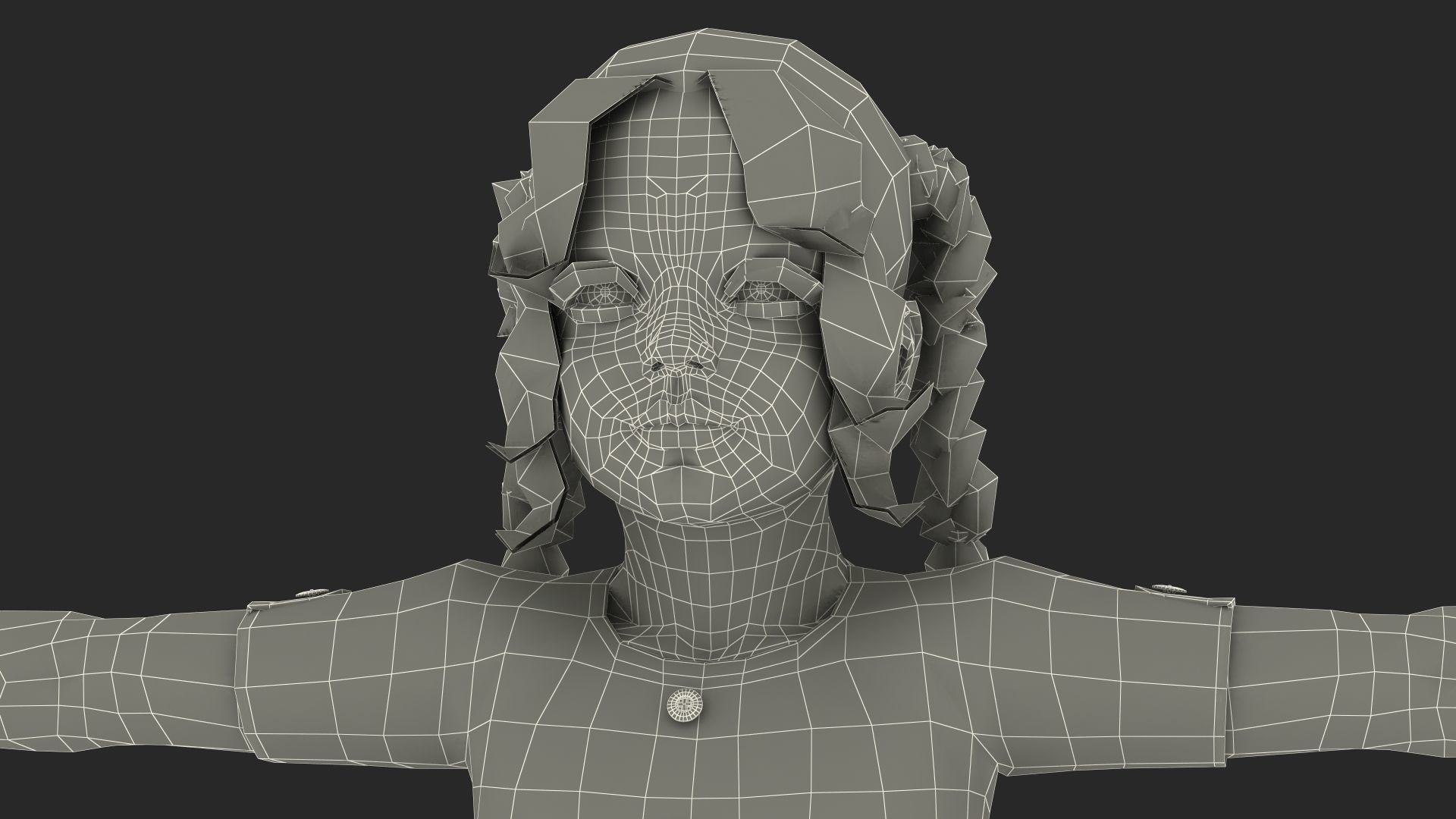 Child Girl T-pose 3D model_22