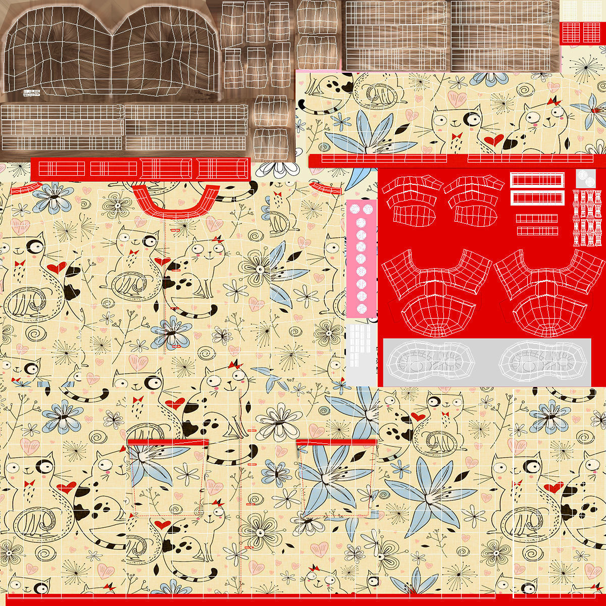 Child Girl T-pose 3D model_17