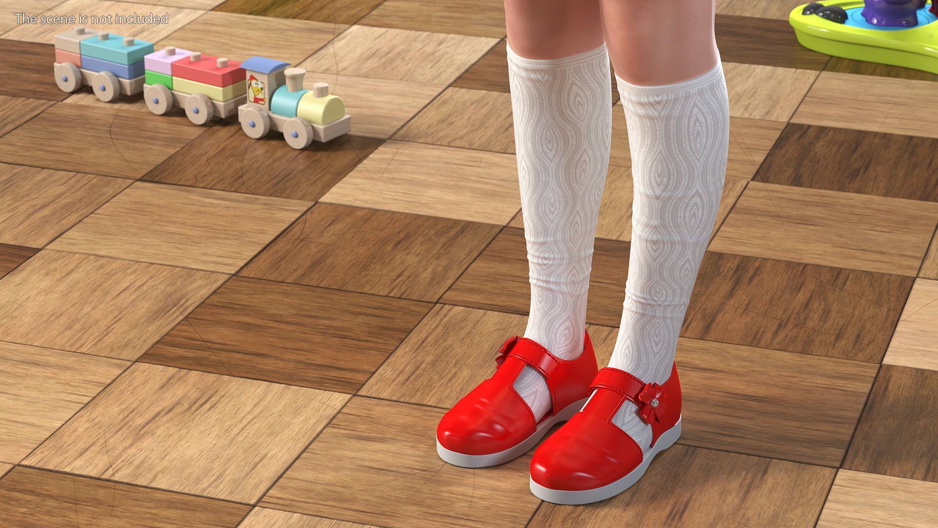 Child Girl T-pose 3D model_5