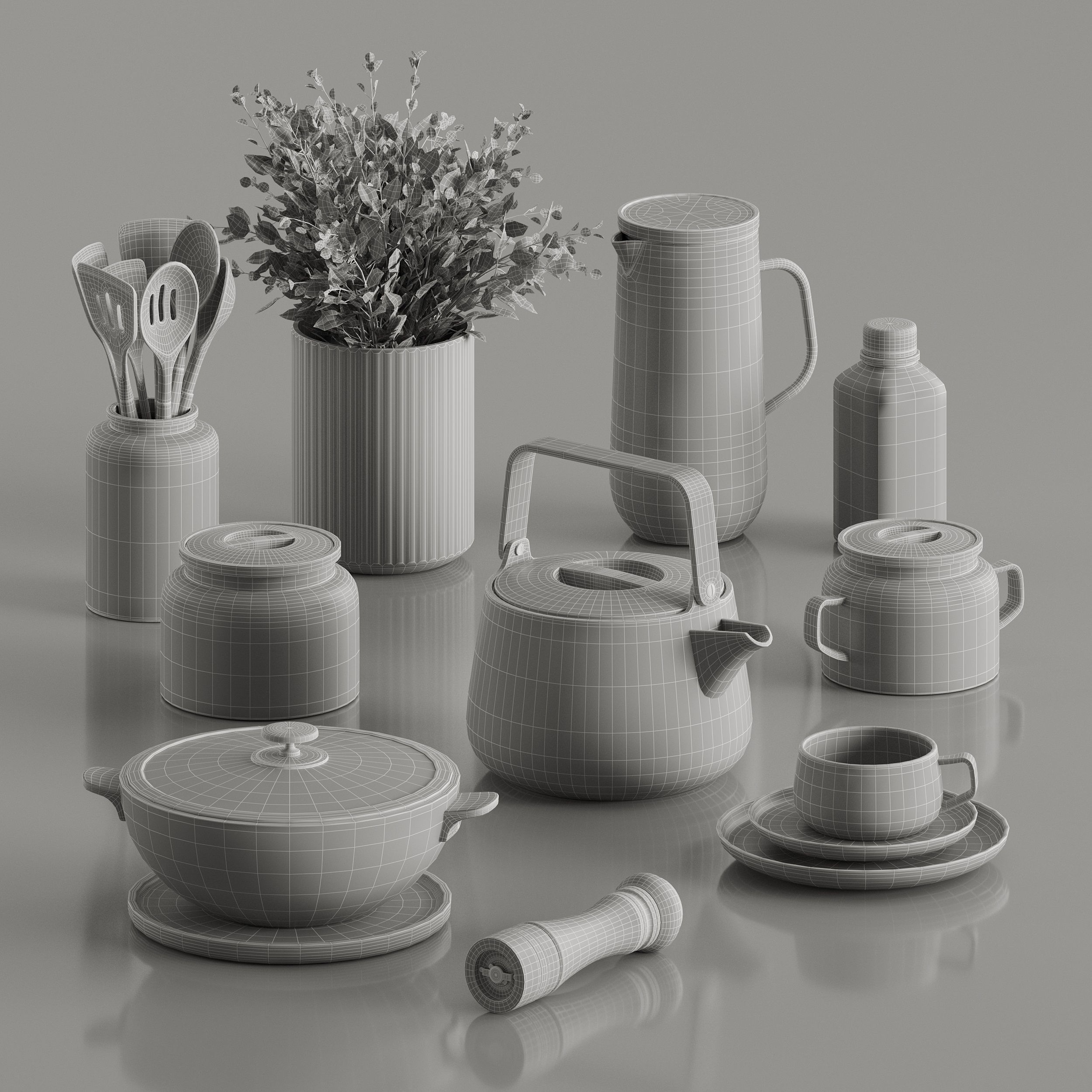 Decorative kitchen set 3D model_4