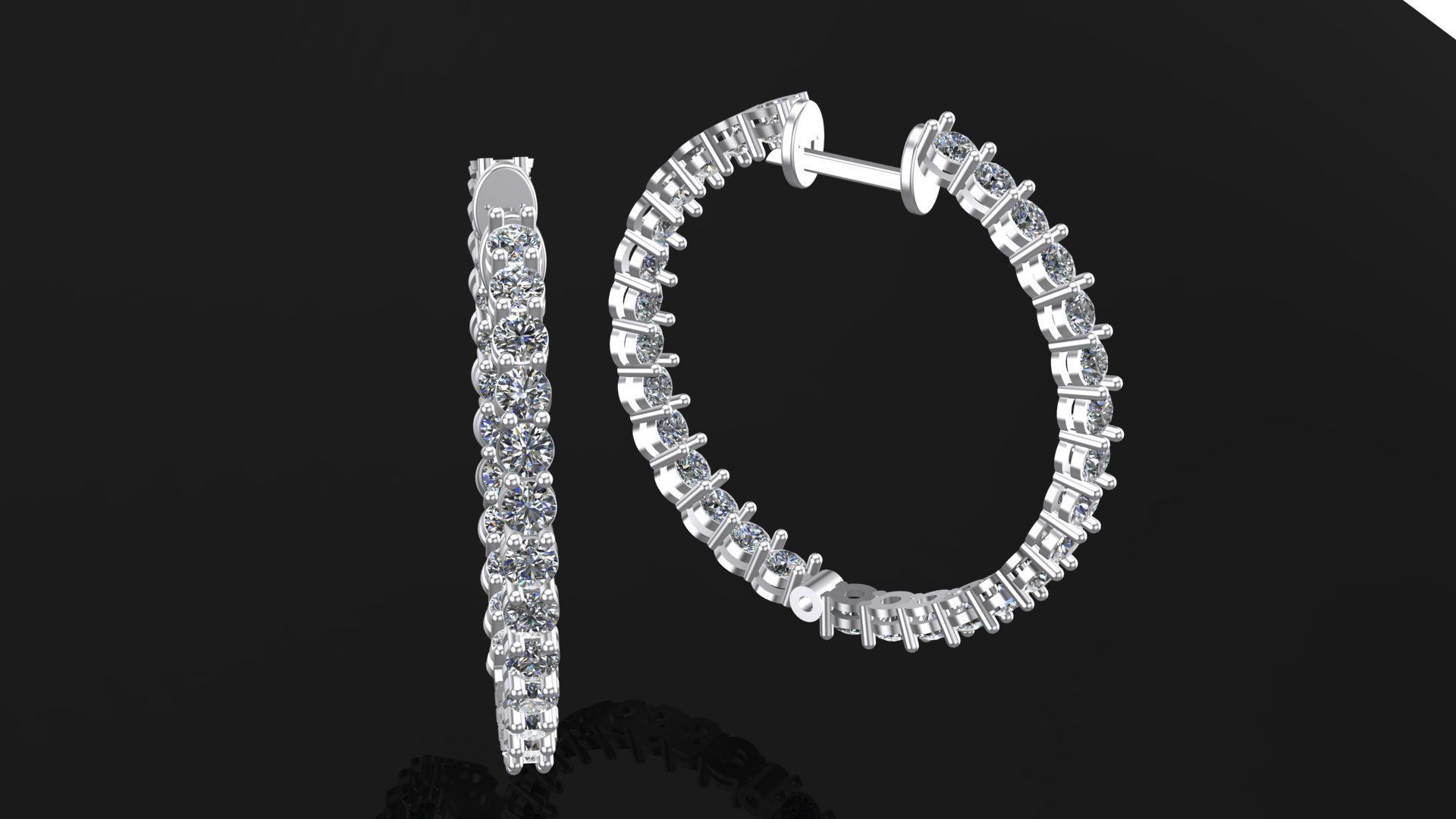 Hoop earrings round unique design 4 3D print model_8