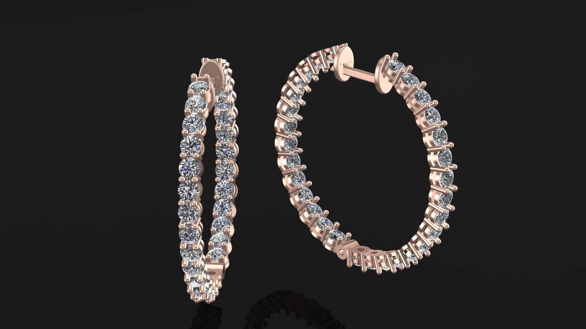 Hoop earrings round unique design 4 3D print model_2