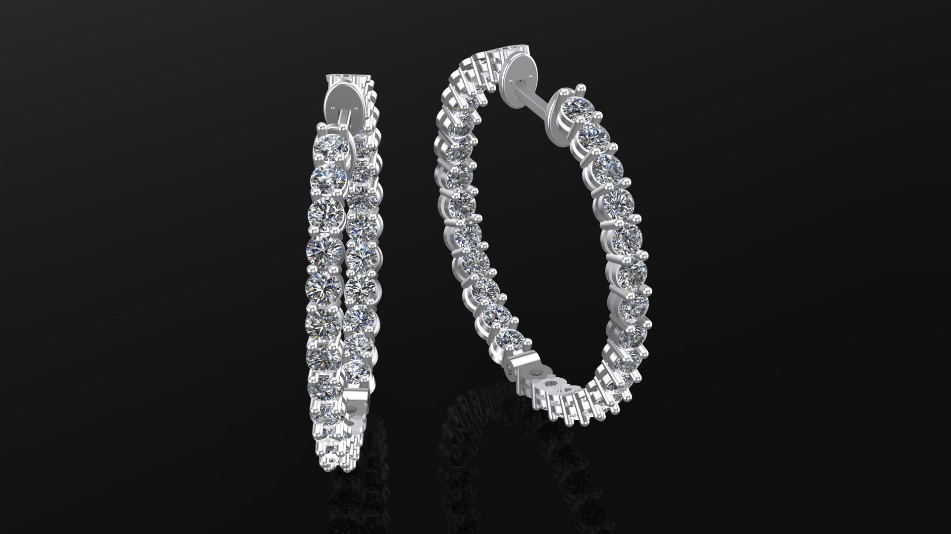 Hoop earrings round unique design 4 3D print model_3