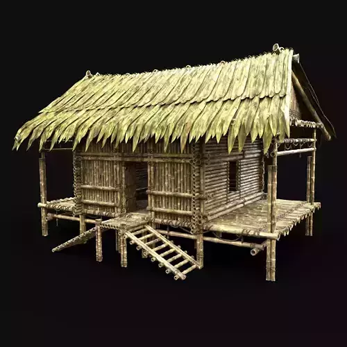 BAMBOO HOUSE HUT CABIN JUNGLE IMPROVISED SURVIVAL CASTAWAY AAA Low-poly 3D model