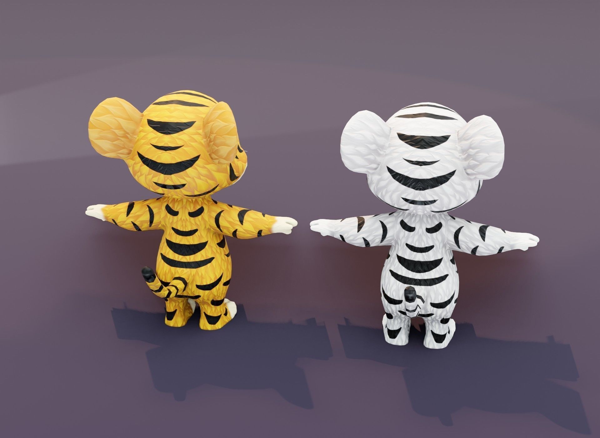 Cartoon Tiger Rigged 3D Models Low-poly 3D model_1