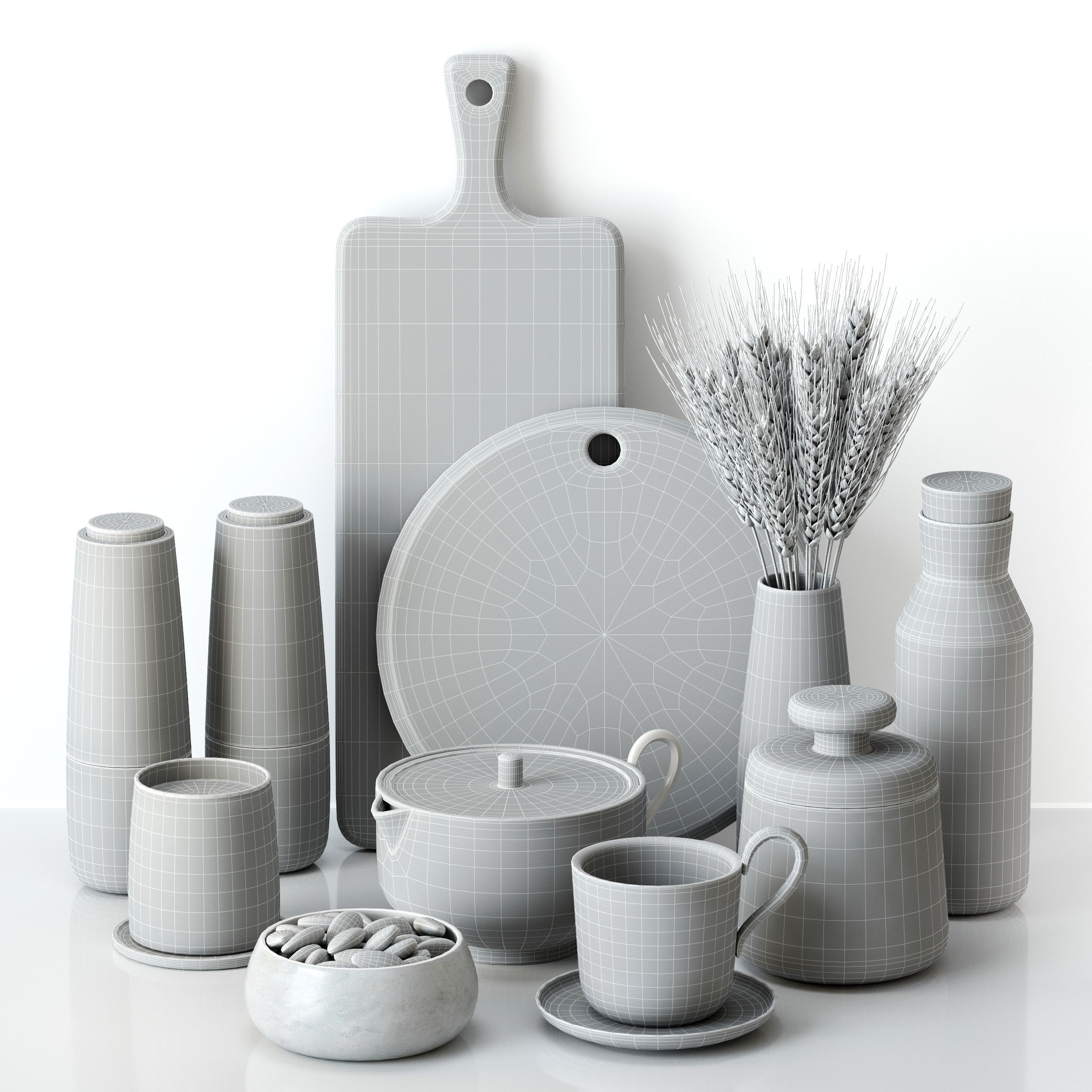 Decorative kitchen set 3D model_4