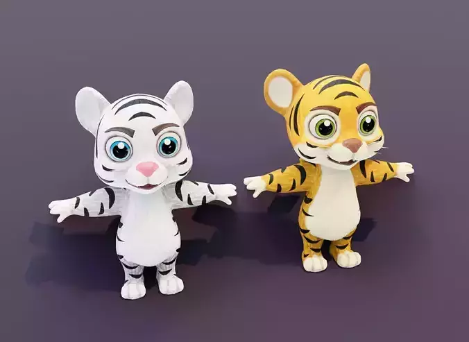 Cartoon Tiger Animated 3D Models Low-poly 3D model