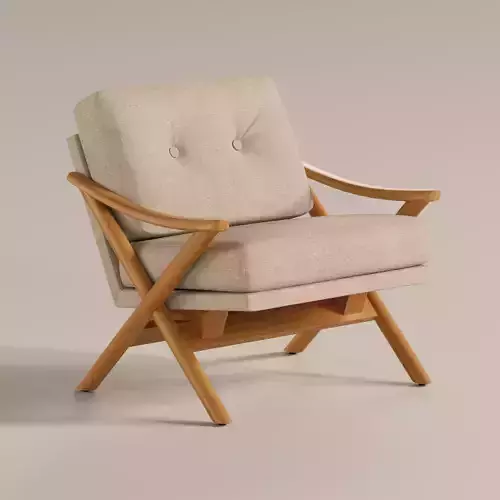 Armchair lounge chair with wooden legs and fabric