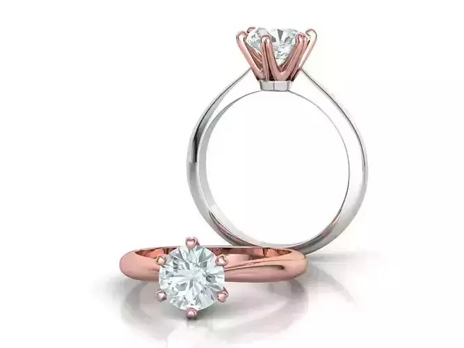 Solitaire Engagement Promise Ring 7mm Stone 3dmodel