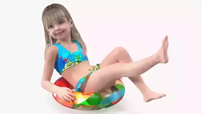 Child Girl With Swim Ring
