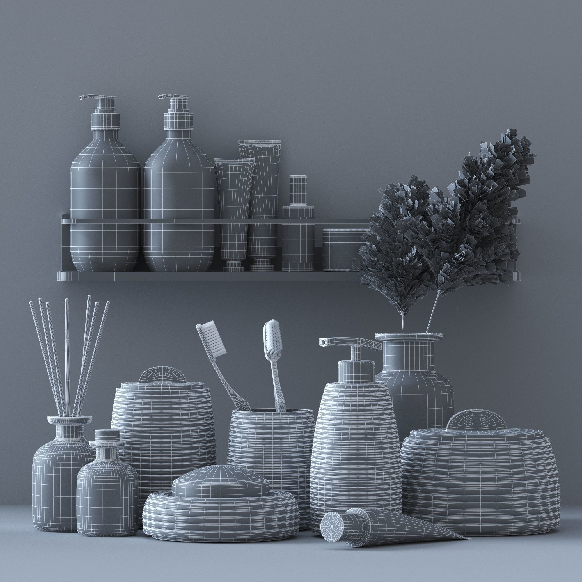 Decorative bathroom set 3D model_4