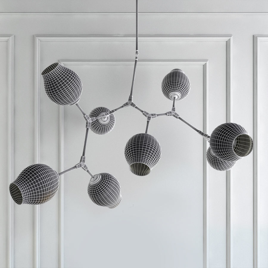 Chandelier branching bubble chandelier 8 black 3D model CGTrader