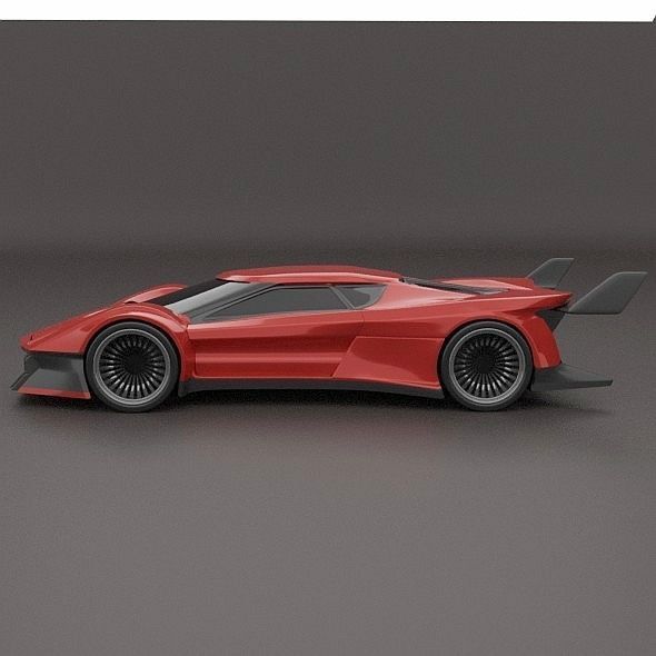 Hyperwinger futuristic supercar concept 3D model_2