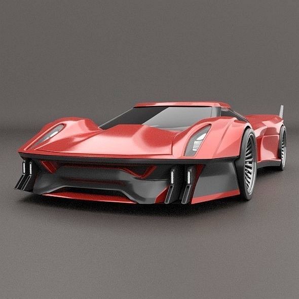 Hyperwinger futuristic supercar concept 3D model_1
